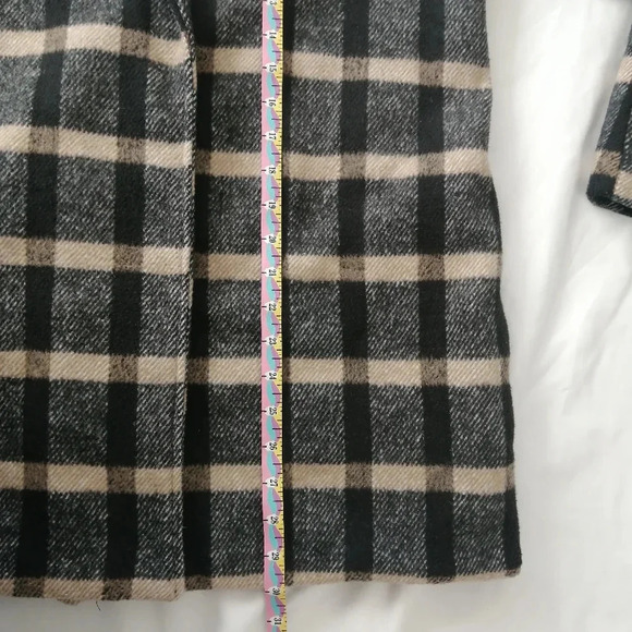 Joie Plaid Wool Blend Open Jacket Black and Tan Heritage Plaid Medium - Picture 15 of 16
